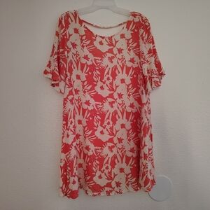 O’Neill Coral Floral Shift Dress Flutter Sleeve Viscose Summer Women XS